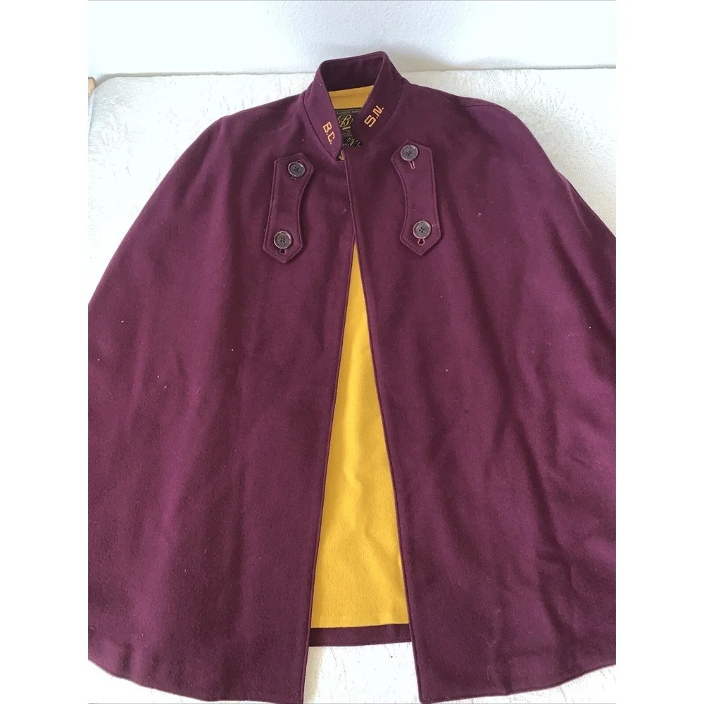 VTG 40s 50s Bruck's Nurses Wool Cape‎ Cloak Boston College Student Maroon Gold